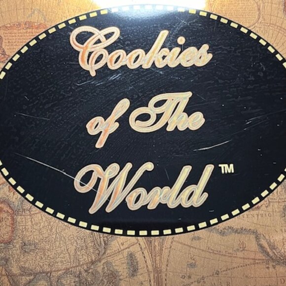 VTG Cookies of the World Maps Metal Oval Geographic Plate Tray Lid 14.2"x11.5" - Picture 8 of 9
